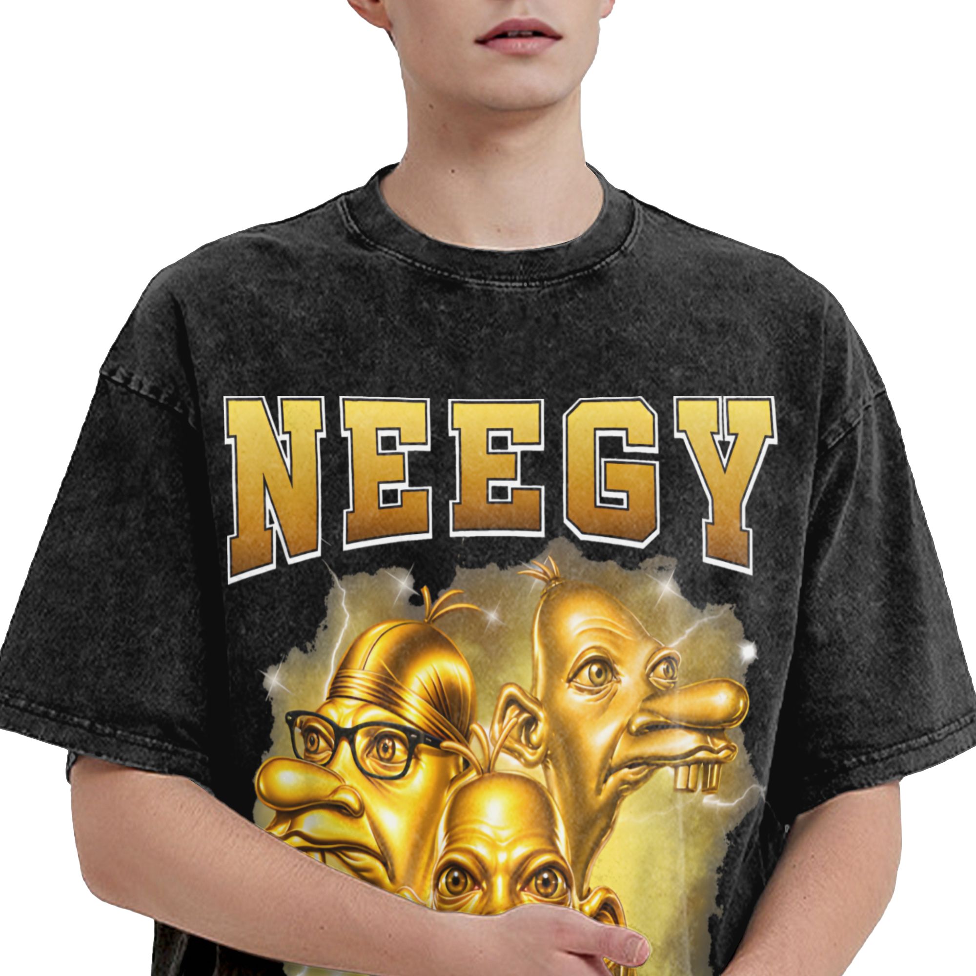 Harajuku Washed Shirt Golden N - Street Fashion Gen Z recension och pris