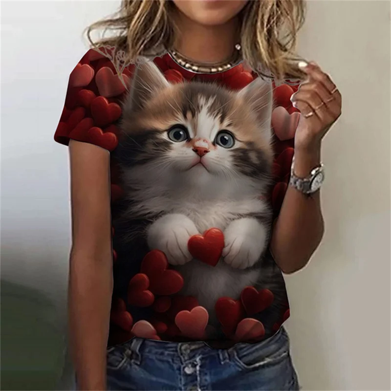 Fashion Women's T-shirt 3D Pri - Fashion Street Cat recension och pris