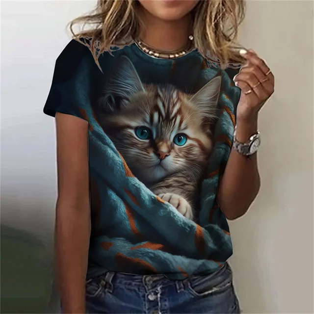 Fashion Women's T-shirt 3D Pri - Fashion Street Cat recension och pris