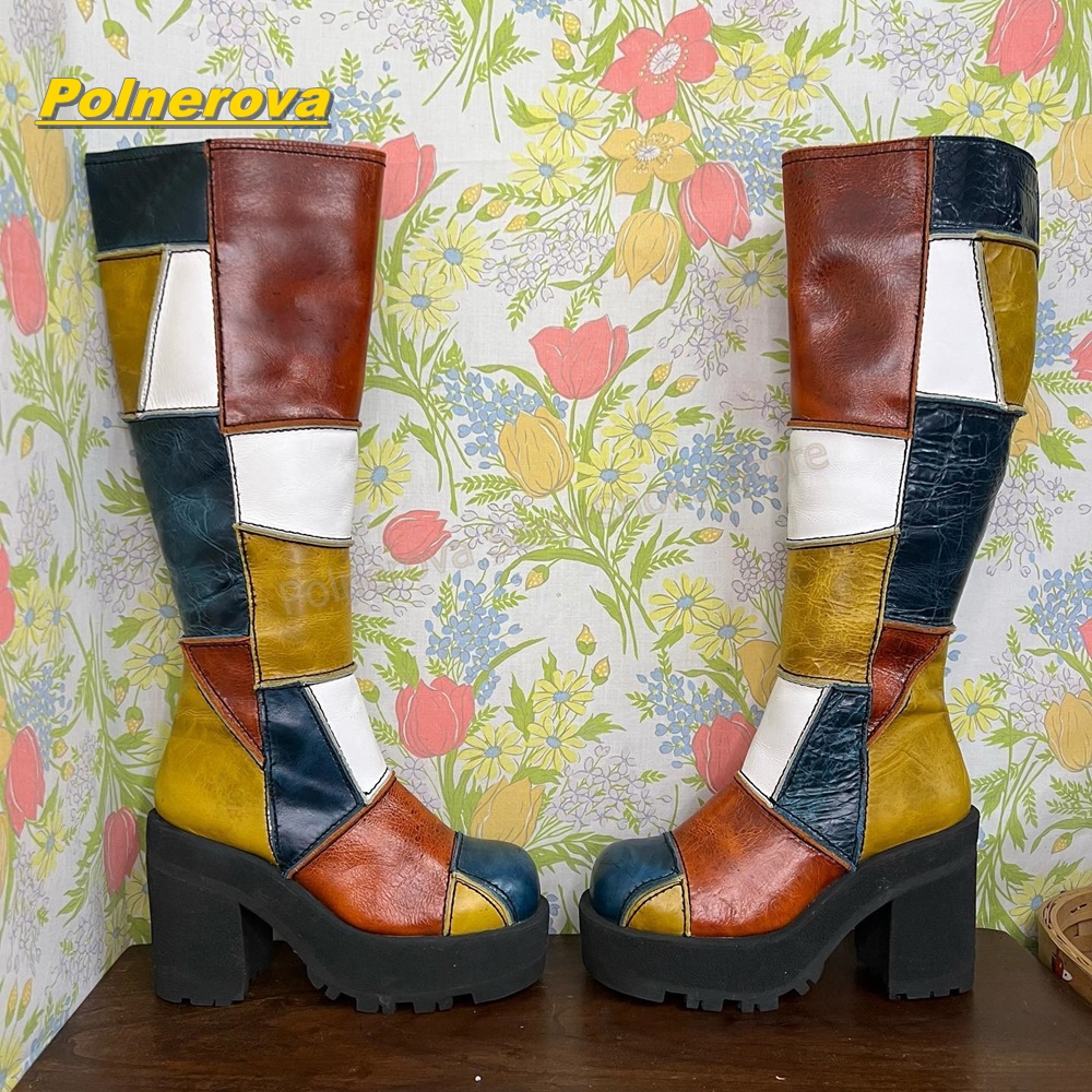 Women Retro Patchwork Leather  - Street Fashion Vintage recension och pris