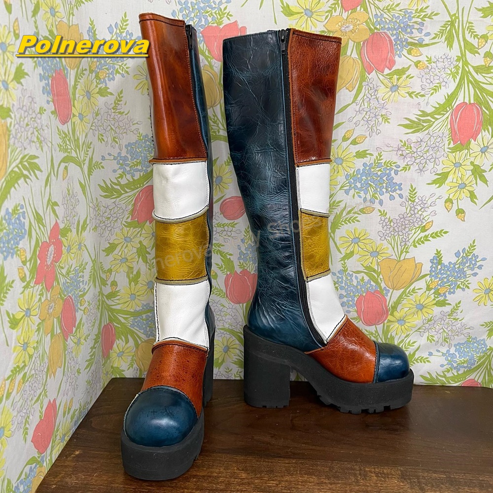 Women Retro Patchwork Leather  - Street Fashion Vintage recension och pris