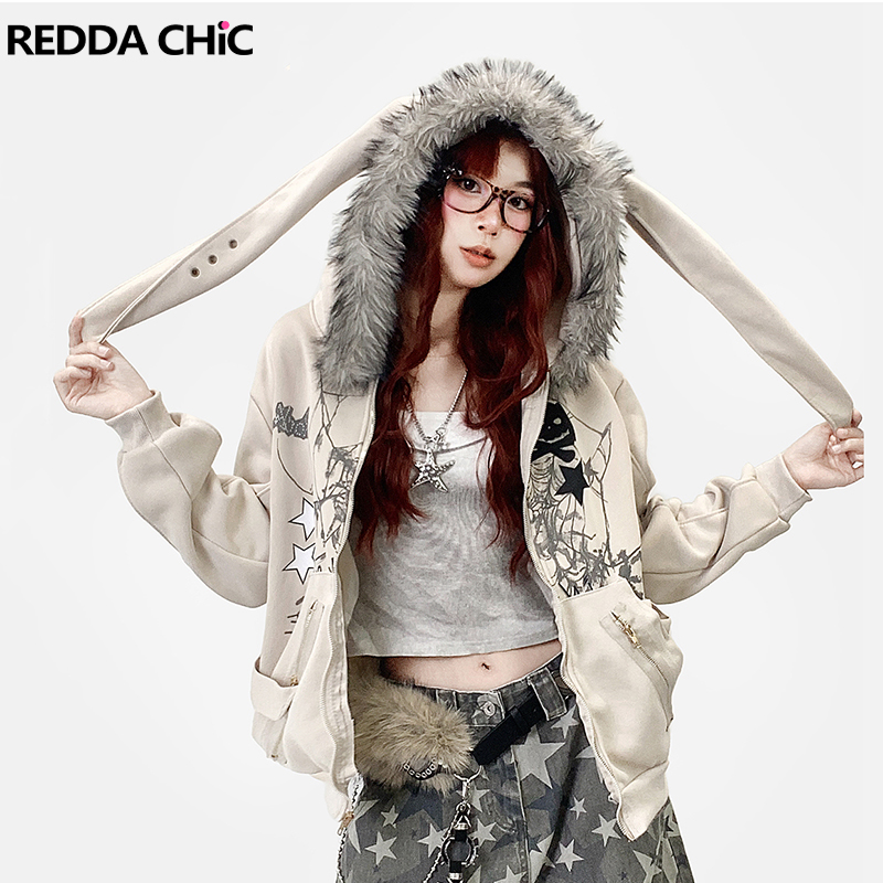 REDDACHiC Aesthetic Zip Up Gra - Graphic Hoodie Streetwear recension och pris