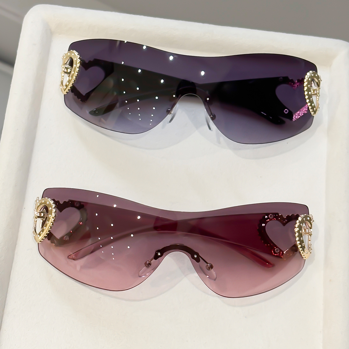 2pcs Y2K Integrated Frameless  - Street Fashion Photography recension och pris