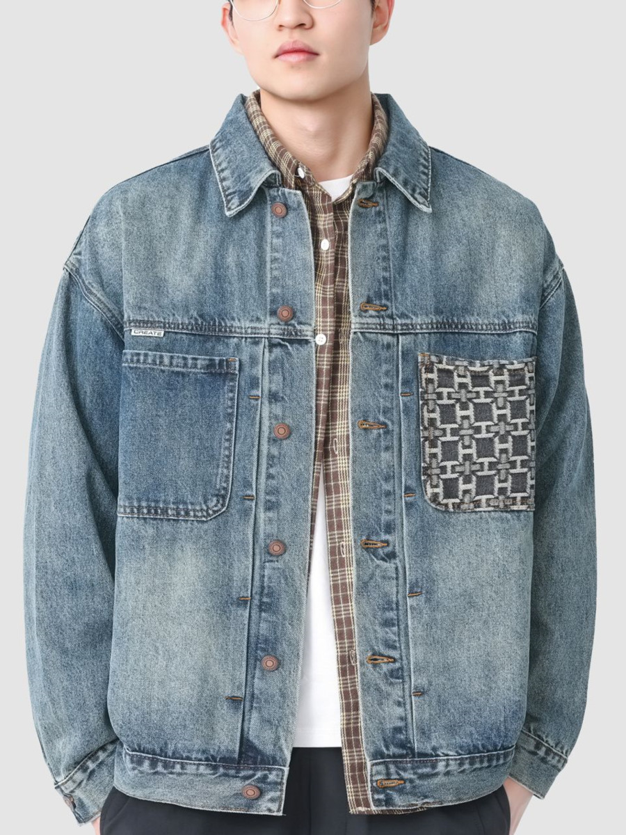 Vintage Embroidery Pocket Deni - Street Fashion Hong Kong recension och pris