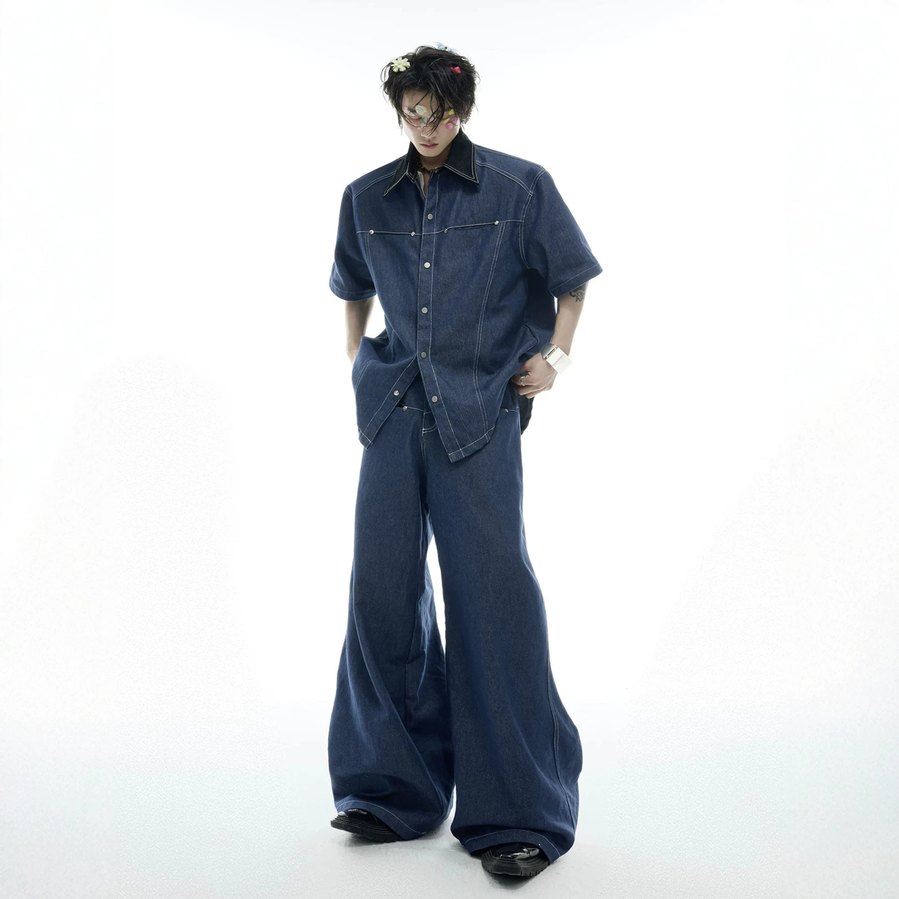 Summer Men's Denim Matching Se - Street Fashion Jeans recension och pris