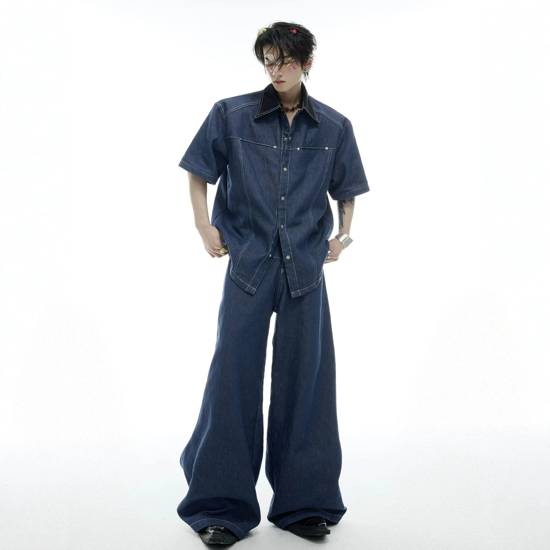 Summer Men's Denim Matching Se - Street Fashion Jeans recension och pris