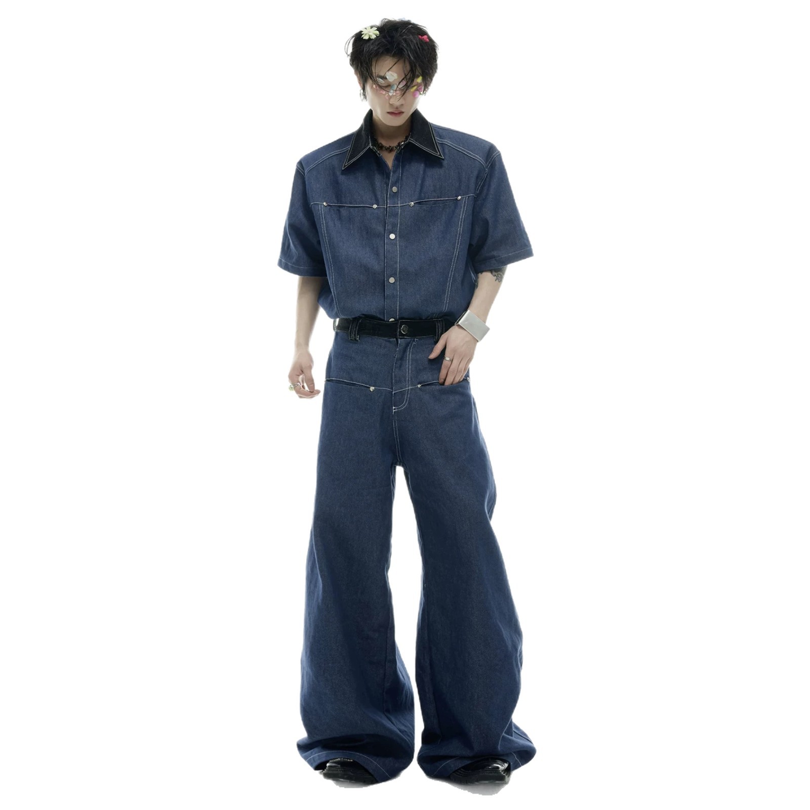 Summer Men's Denim Matching Se - Street Fashion Jeans recension och pris
