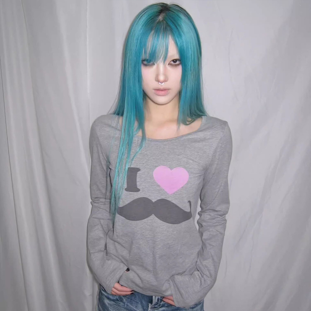 Japanese Y2K Beard Print T-Shi - Street Fashion Vintage recension och pris