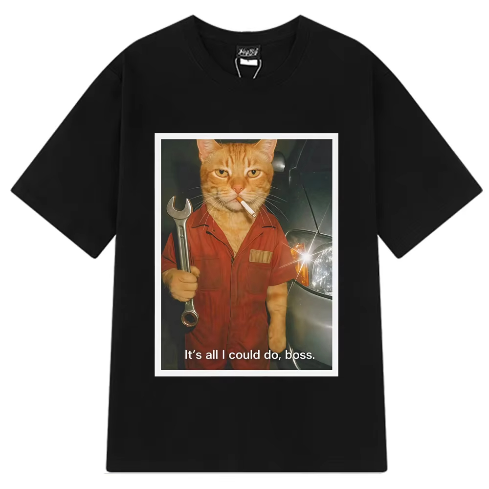 Funny Cat Mechanical Fans T-sh - Fashion Street Cat recension och pris