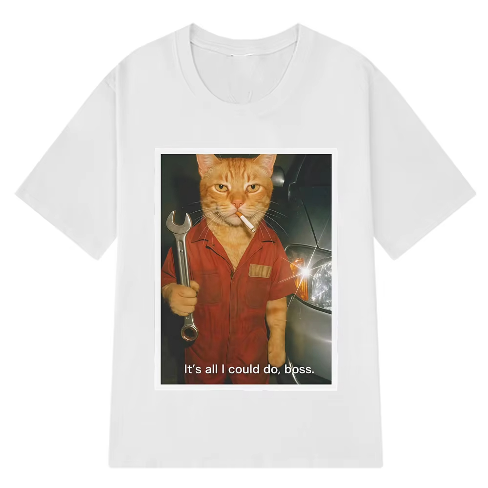 Funny Cat Mechanical Fans T-sh - Fashion Street Cat recension och pris