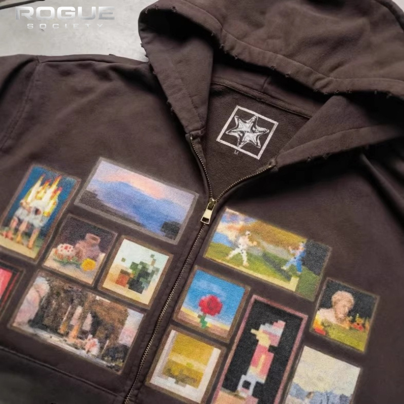 Korean Vintage Art Print Men C - Graphic Hoodie Streetwear recension och pris