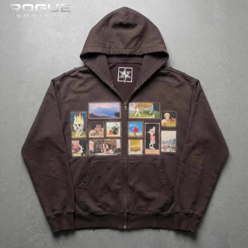 Korean Vintage Art Print Men C - Graphic Hoodie Streetwear recension och pris