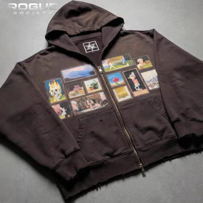 Korean Vintage Art Print Men C - Graphic Hoodie Streetwear recension och pris