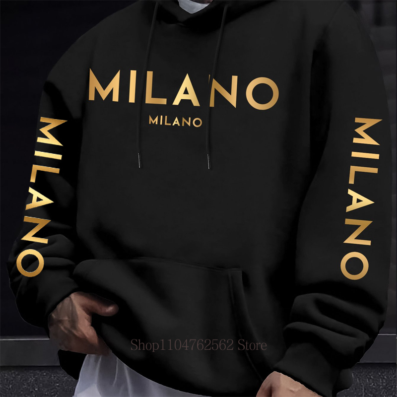 Milano Letter Print Hoodie for - Street Fashion Milano recension och pris