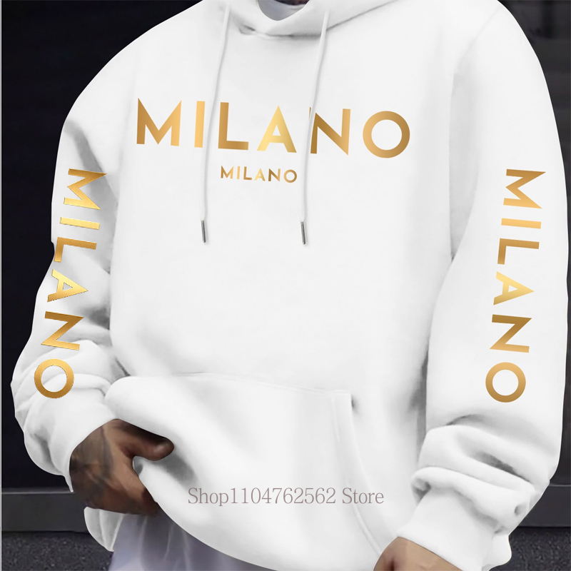 Milano Letter Print Hoodie for - Street Fashion Milano recension och pris