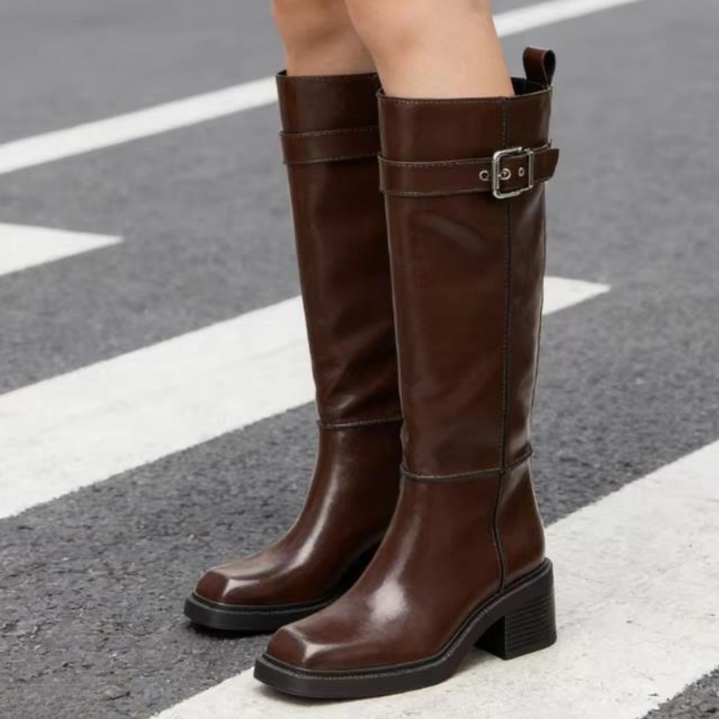 British Style Brown Knee Boots - Street Fashion Vintage recension och pris