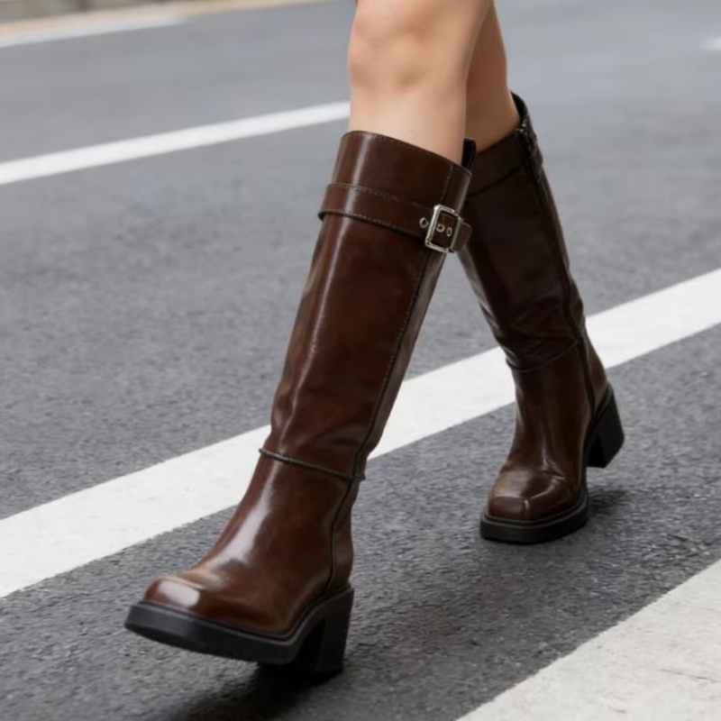 British Style Brown Knee Boots - Street Fashion Vintage recension och pris