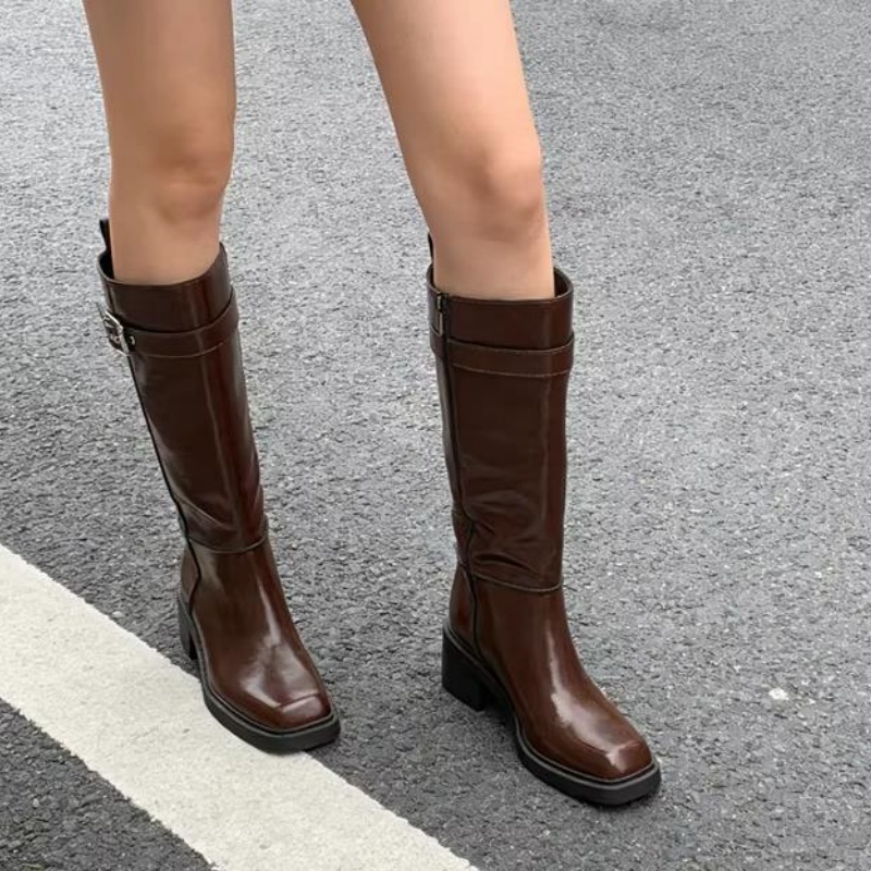 British Style Brown Knee Boots - Street Fashion Vintage recension och pris
