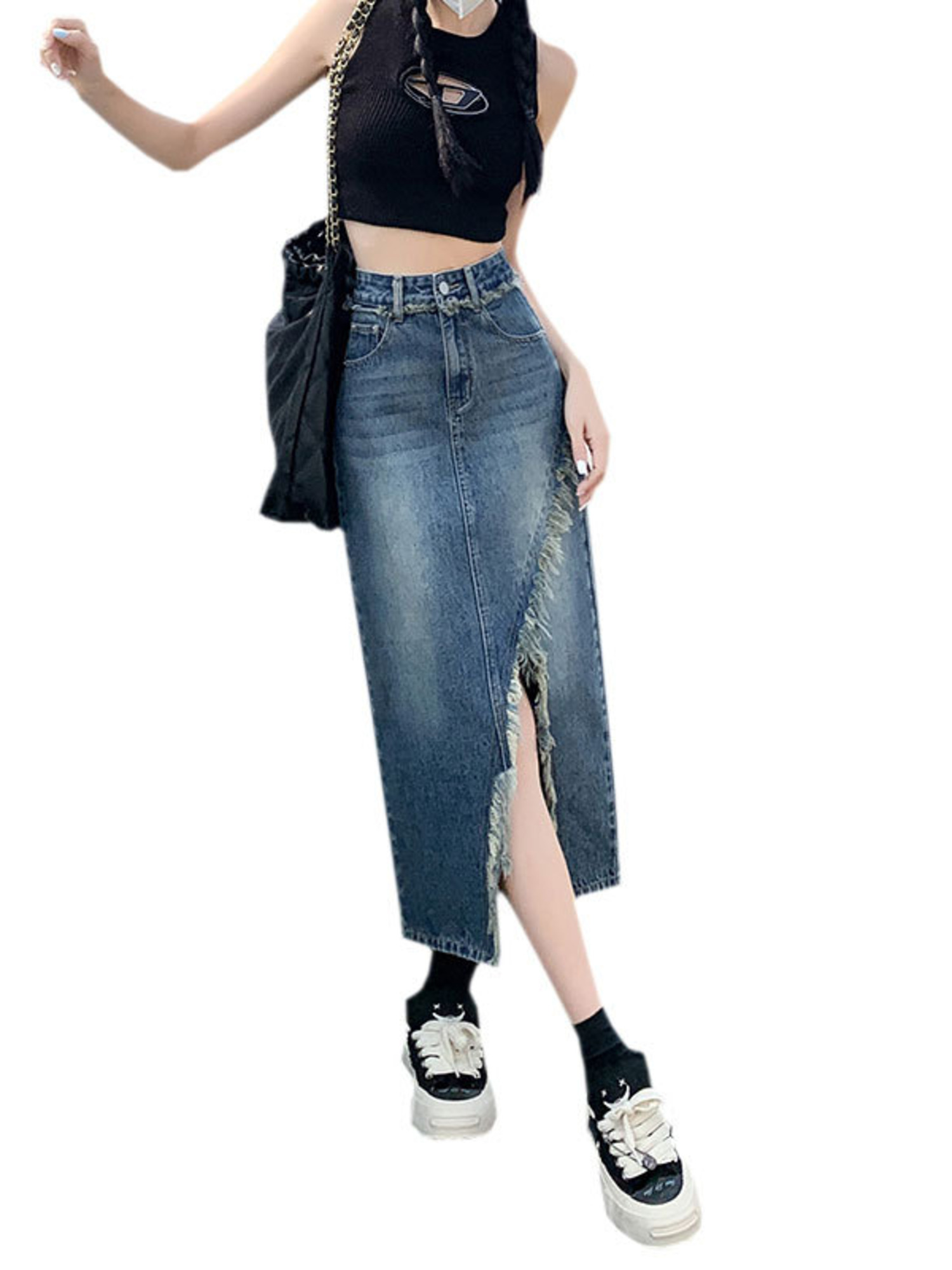 Women's High Waist Denim Skirt - Street Fashion Vintage recension och pris