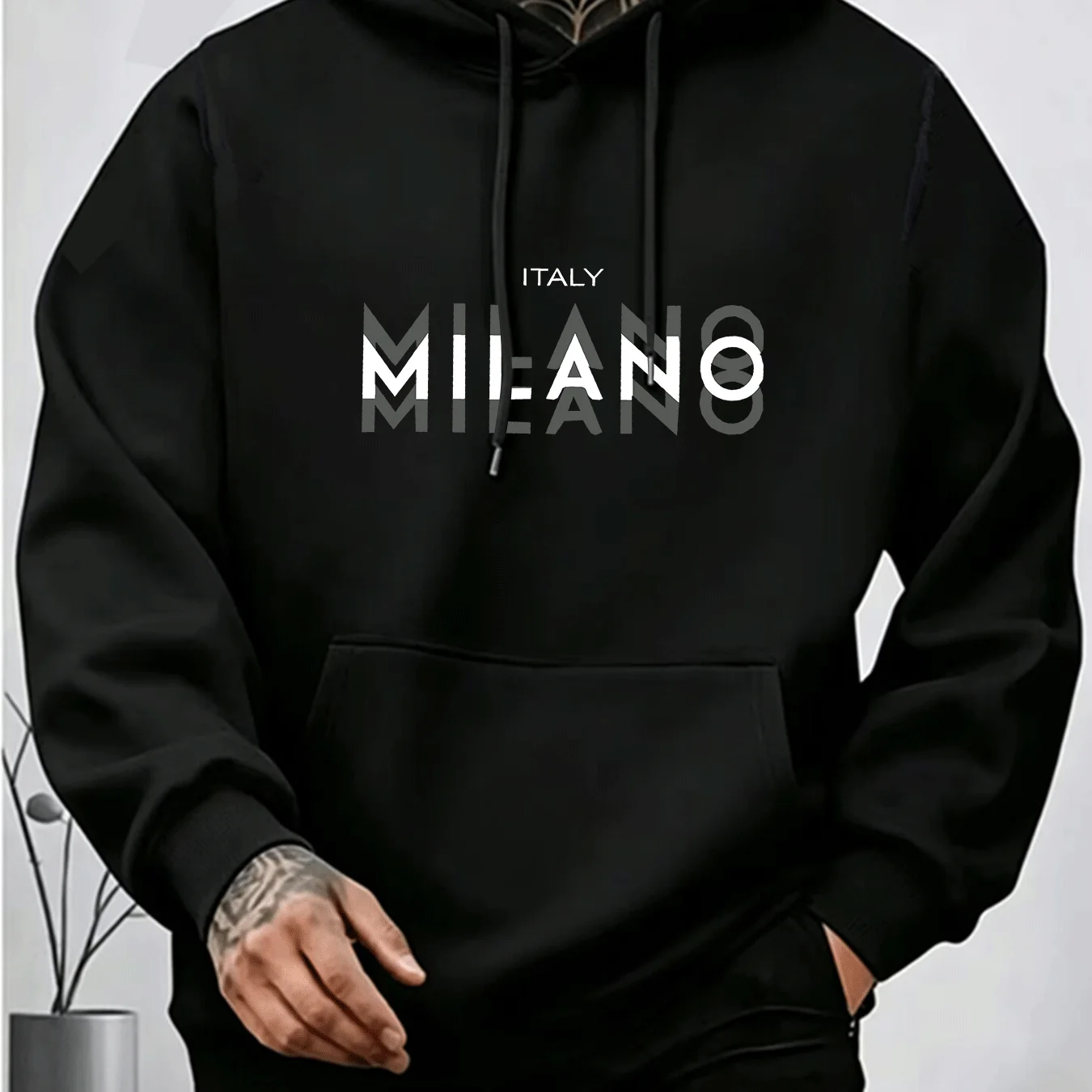 Men's MILANO Letter Print Hood - Street Fashion Milano recension och pris