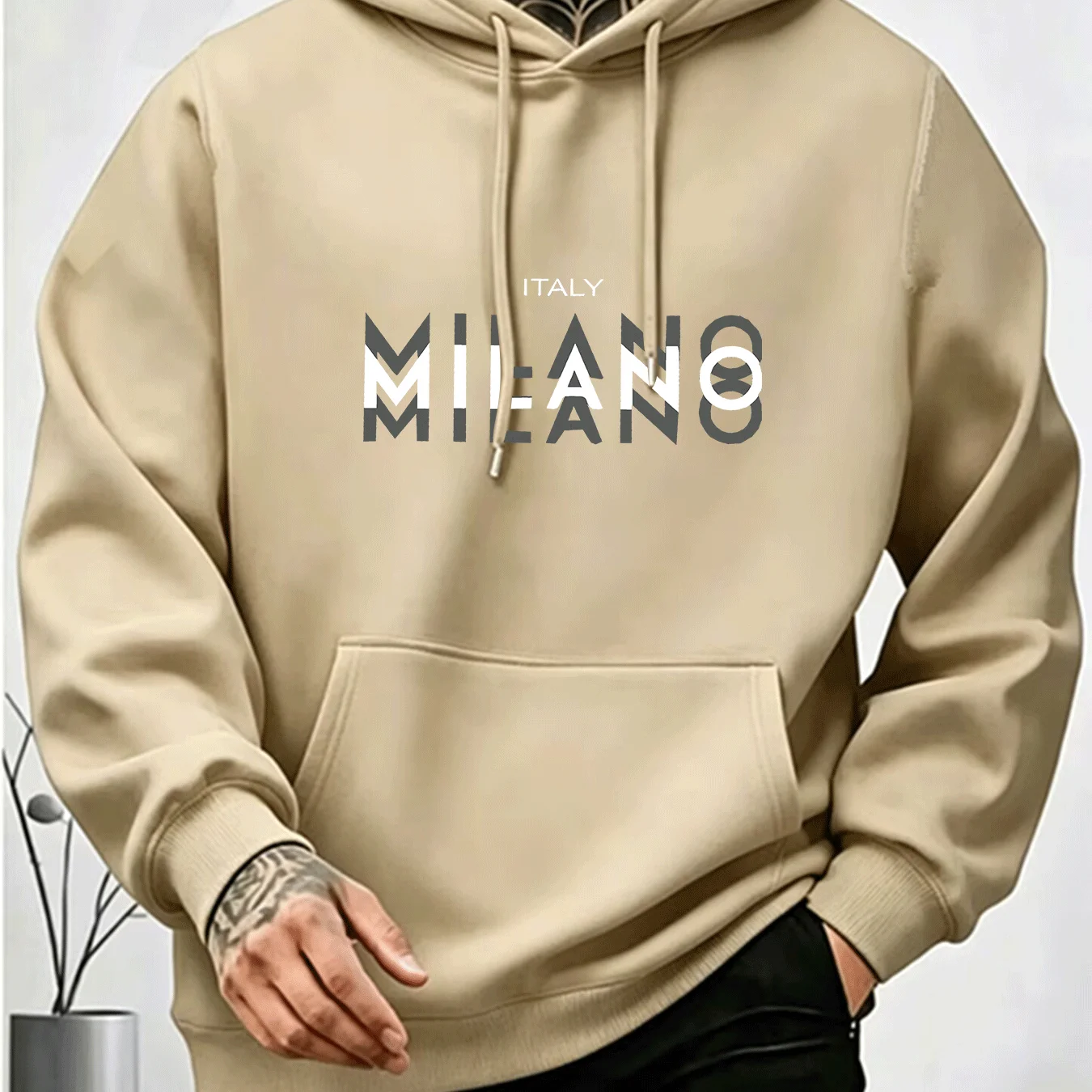 Men's MILANO Letter Print Hood - Street Fashion Milano recension och pris