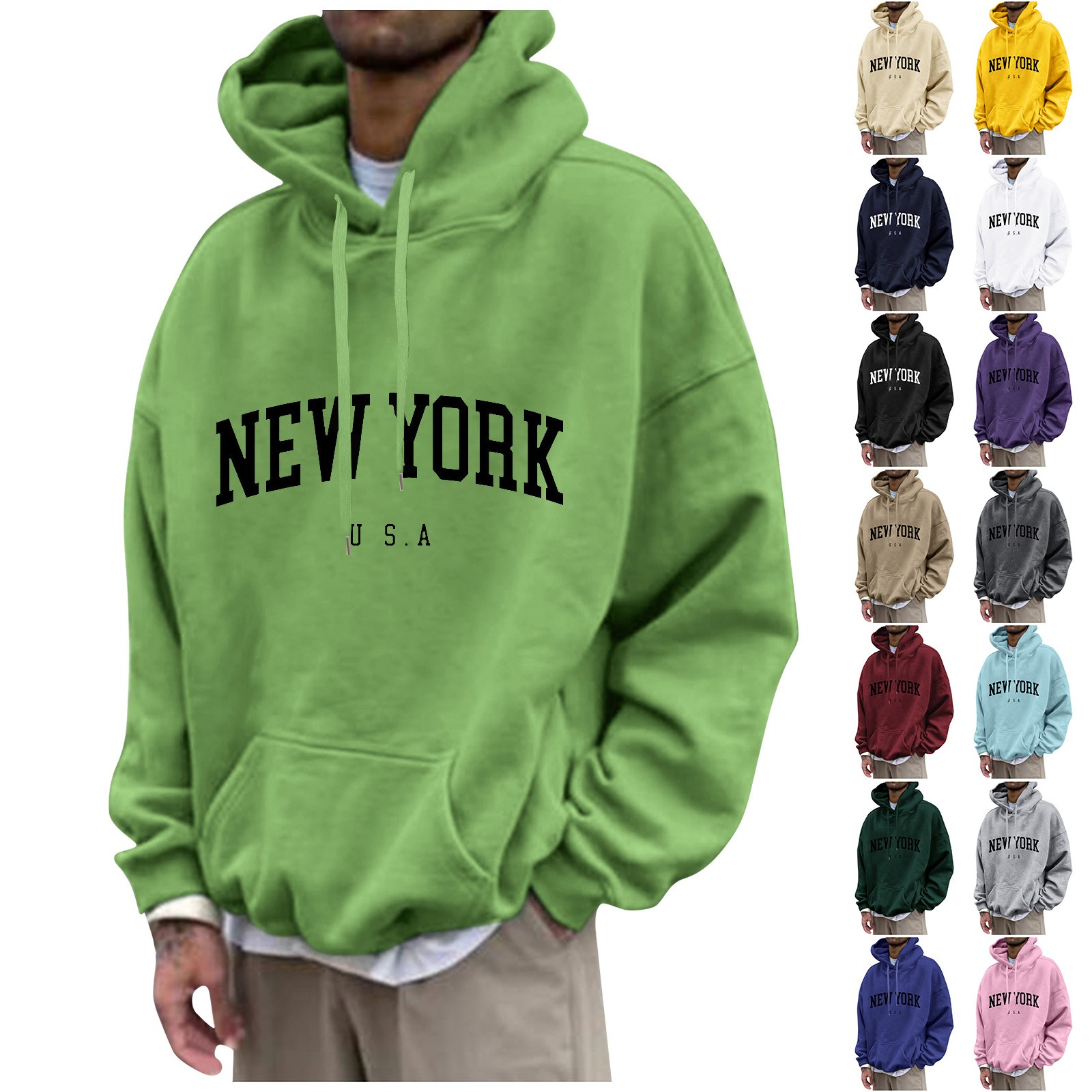 New York Print Mens Hoodies Fa - Street Fashion New York recension och pris