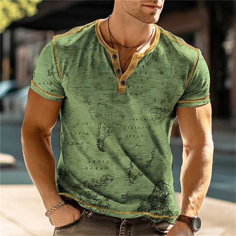 Men's Henry Shirts Funny 3D Pr - Street Fashion Vintage recension och pris