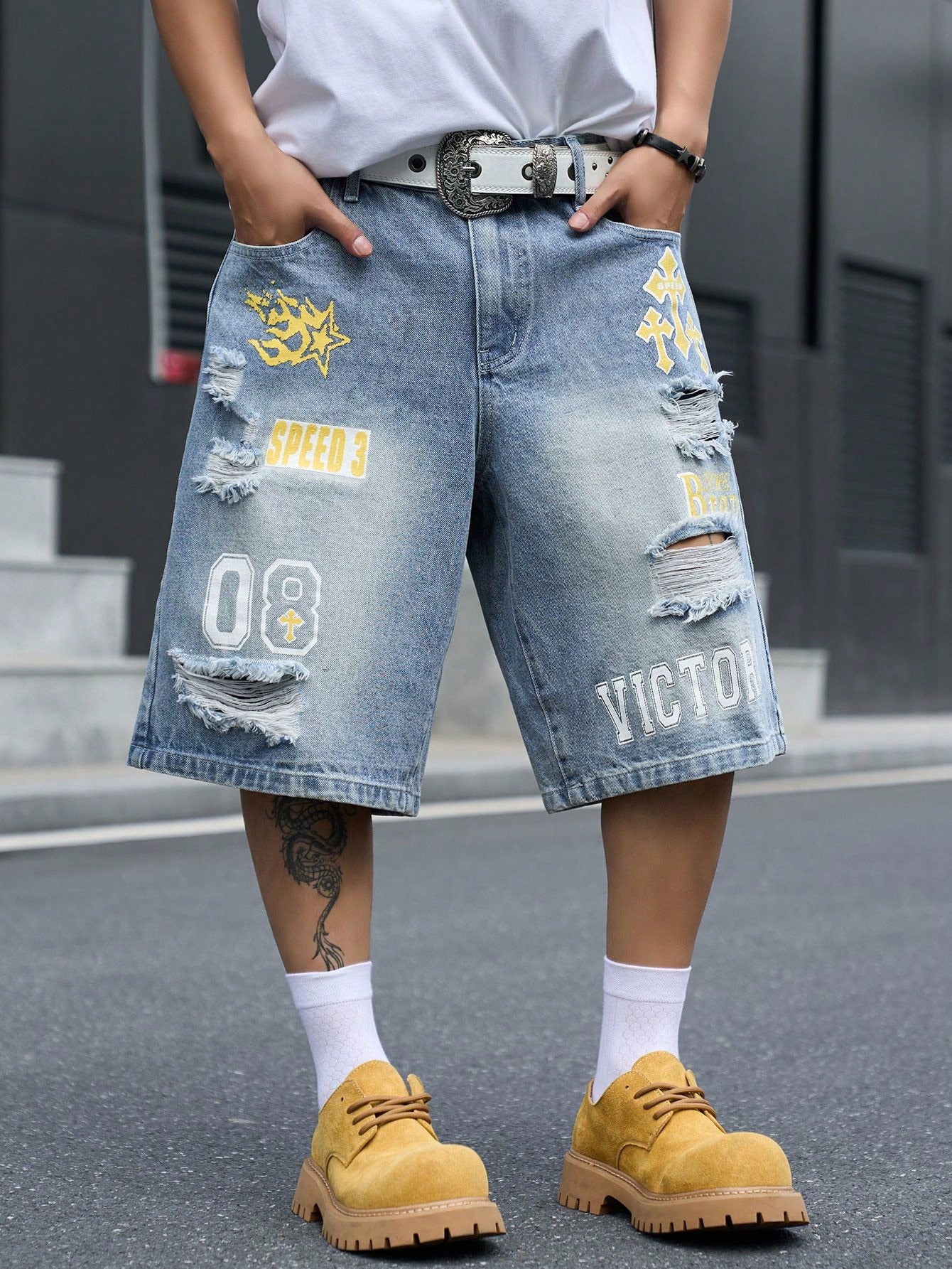 Men's Loose Fit Denim Bermuda  - Street Fashion Jeans recension och pris